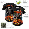 Maxcorners Custom Black Orange 3D Halloween Classic Authentic Baseball Jersey LM2605