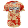 Maxcorners Custom Red White-Black 3D Tropical Hawaii Flower And Tiki Mask Authentic Baseball Jersey LM2605