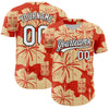 Maxcorners Custom Red White-Black 3D Tropical Hawaii Flower And Tiki Mask Authentic Baseball Jersey LM2605