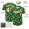Maxcorners Custom Green White-Bay Orange 3D St. Patrick's Day Shamrock Beer Authentic Baseball Jersey LM2605