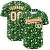 Maxcorners Custom Green White-Bay Orange 3D St. Patrick's Day Shamrock Beer Authentic Baseball Jersey LM2605