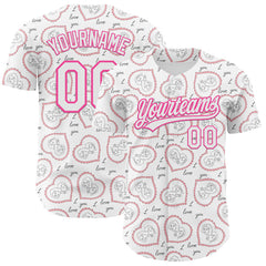 Maxcorners Custom White Pink 3D Pattern Design Mother's Day Love Authentic Baseball Jersey LM0609