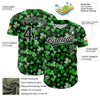 Maxcorners Custom Black White 3D St. Patrick's Day Shamrock Authentic Baseball Jersey LM2605
