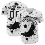 Maxcorners Custom White Black 3D Pattern Design Graffiti Splash Ink Authentic Baseball Jersey
 LM0609