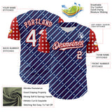 Maxcorners Custom White Fire Red 3D Patriotic American Flag And Statue of Liberty Premium Baseball Jersey LM0210