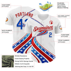 Maxcorners Custom White Thunder Blue-Red 3D Patriotic American Flag Premium Baseball Jerseys LM0210