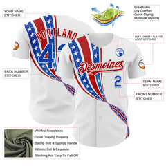 Maxcorners Custom Royal Red-White 3D Patriotic American Flag Premium Baseball Jersey LM0210