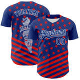 Maxcorners Custom White US Navy Blue-Red 3D Patriotic American Flag Premium Baseball Jersey LM0210