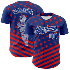 Maxcorners Custom White US Navy Blue-Red 3D Patriotic American Flag Premium Baseball Jersey LM0210