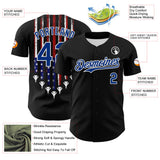 Maxcorners Custom Black Royal Red-White 3D Patriotic American Flag Premium Baseball Jersey LM0210