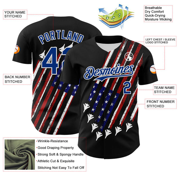Maxcorners Custom Navy Red-White Patriotic American Flag Premium Baseball Jerseys LM0210