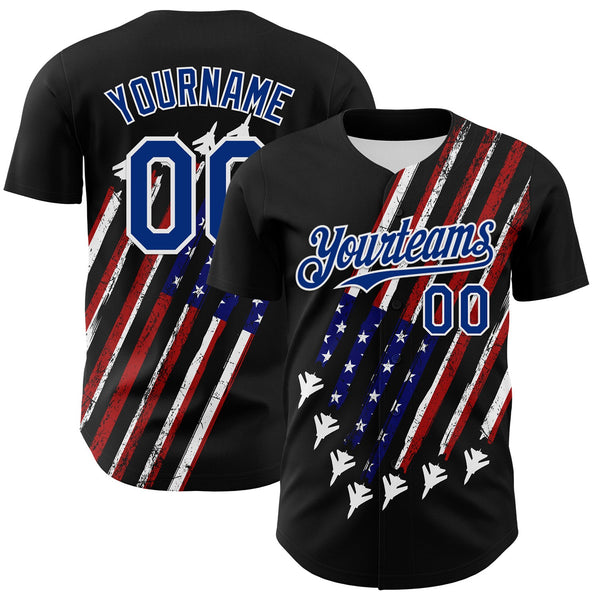 Maxcorners Custom Navy Red-White Patriotic American Flag Premium Baseball Jerseys LM0210