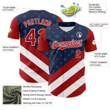 Maxcorners Custom Navy Red-White 3D Patriotic American Flag Premium Baseball Jersey LM0210