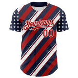 Maxcorners Custom Royal Red Gray-White 3D Patriotic American Flag And President's Day Premium Baseball Jersey LM0210