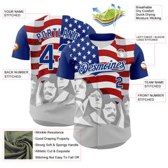 Maxcorners Custom Gray Red-White 3D Patriotic American Flag And Statue of Liberty Premium Baseball Jersey LM0210