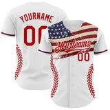 Maxcorners Custom White Royal-Red 3D Patriotic American Flag And Golden Gate Bridge Premium Baseball Jersey LM0210