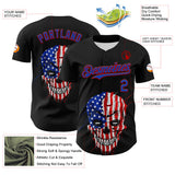 Maxcorners Custom White Gray Pinstripe USA Flag-Black 3D Patriotic American Symbol Statue of Liberty Premium Baseball Jersey LM0210