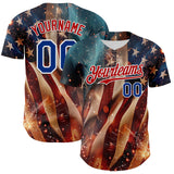Maxcorners Custom Black USA Flag-White 3D Patriotic American Flag Premium Baseball Jersey LM0210