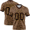 Maxcorners Custom Brown Old Gold 3D Pattern Leopard Print Authentic Football Jersey LM2605
