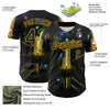Maxcorners Custom Blue Navy-White 3D Pattern Design Outer Space Light Swords American Flag Premium Baseball Jersey LM0210