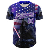 Maxcorners Custom Black Gold 3D Pattern Design Outer Space Light Swords American Flag Premium Baseball Jerseys LM0210