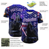 Maxcorners Custom Black Gold 3D Pattern Design Outer Space Light Swords American Flag Premium Baseball Jerseys LM0210