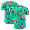 Maxcorners Custom Green Pea Green-Black 3D Pattern Design Trippy Magic Mushrooms Plant Authentic Baseball Jersey LM2605