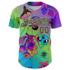 Maxcorners Custom Purple Neon Green 3D Pattern Design Trippy Magic Mushrooms Alien Premium Baseball Jersey LM0210
