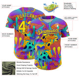 Maxcorners Custom Purple Light Yellow 3D Pattern Design Trippy Magic Mushrooms Trance Premium Baseball Jersey LM0210