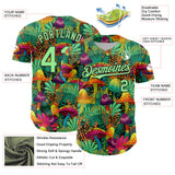 Maxcorners Custom Green Pea Green-Black 3D Pattern Design Trippy Magic Mushrooms Plant Premium Baseball Jersey LM0210