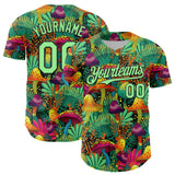 Maxcorners Custom Green Pea Green-Black 3D Pattern Design Trippy Magic Mushrooms Plant Premium Baseball Jersey LM0210