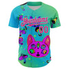 Maxcorners Custom Green Hot Pink-Ice Blue 3D Pattern Design Trippy Magic Mushrooms Cats Authentic Baseball Jersey LM2605