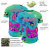 Maxcorners Custom Green Hot Pink-Ice Blue 3D Pattern Design Trippy Magic Mushrooms Cats Authentic Baseball Jersey LM2605