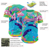 Maxcorners Custom Navy Light Pink-Purple 3D Pattern Design Trippy Psychedelic Magic Mushrooms Premium Baseball Jersey LM0210