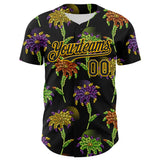 Maxcorners Custom Black Gold 3D Pattern Design Mardi Gras Shrove Tuesday Premium Baseball Jersey LM0210