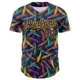Maxcorners Custom Navy Gold 3D Pattern Design Mardi Gras Shrove Tuesday Premium Baseball Jersey LM0210