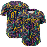 Maxcorners Custom Navy Gold 3D Pattern Design Mardi Gras Shrove Tuesday Premium Baseball Jersey LM0210