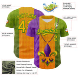 Maxcorners Custom Purple Gold-Grass Green 3D Pattern Design Mardi Gras Shrove Tuesday Premium Baseball Jersey LM0210