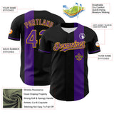 Maxcorners Custom Black Purple-Gold 3D Pattern Design Mardi Gras Shrove Tuesday Baseball Jersey LM0210