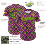 Maxcorners Custom Purple Grass Green-Gold 3D Pattern Design Mardi Gras Shrove Premium Baseball Jersey LM0210