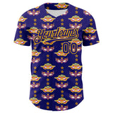 Maxcorners Custom Dark Purple Gold 3D Pattern Design Mardi Gras Shrove Tuesday Premium Baseball Jersey LM0210