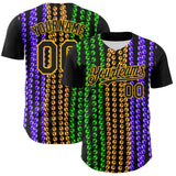 Maxcorners Custom Black Gold 3D Pattern Design Mardi Gras Shrove Tuesday Premium Baseball  LM0210