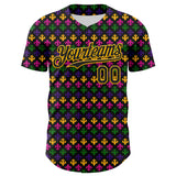 Maxcorners Custom Black Gold 3D Pattern Design Mardi Gras Shrove Tuesday Premium Baseball Jerseys LM0210