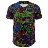 Maxcorners Custom Purple Black-Aurora Green 3D Pattern Design Mardi Gras Shrove Tuesday Premium Baseball Jersey LM0210