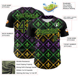 Maxcorners Custom Black Aurora Green 3D Pattern Design Mardi Gras Shrove Tuesday Premium Baseball Jersey LM0210