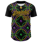 Maxcorners Custom Black Gold 3D Pattern Design Mardi Gras Shrove Tuesday Baseball Jerseys LM0210