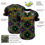 Maxcorners Custom Black Gold 3D Pattern Design Mardi Gras Shrove Tuesday Baseball Jerseys LM0210