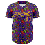 Maxcorners Custom Purple Gold 3D Pattern Design Mardi Gras Shrove Tuesday Premium Baseball Jerseys LM0210