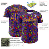 Maxcorners Custom Purple Gold 3D Pattern Design Mardi Gras Shrove Tuesday Premium Baseball Jerseys LM0210