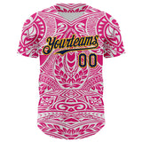 Maxcorners Custom Hot Pink Navy-Gold 3D Pattern Design Burner Costumes Ethnic Floral Premium Baseball Jersey LM0210